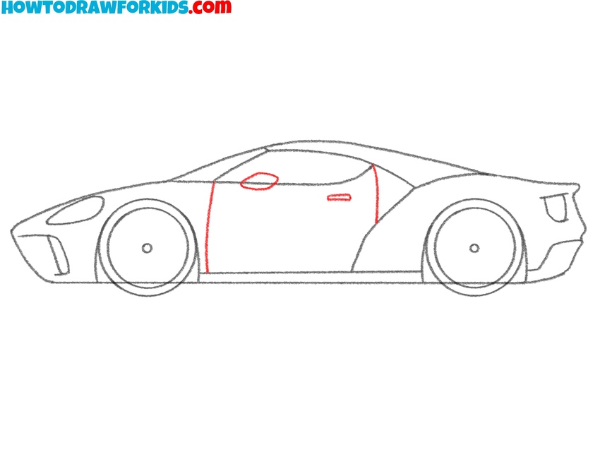 Draw the Ferrari door and handle