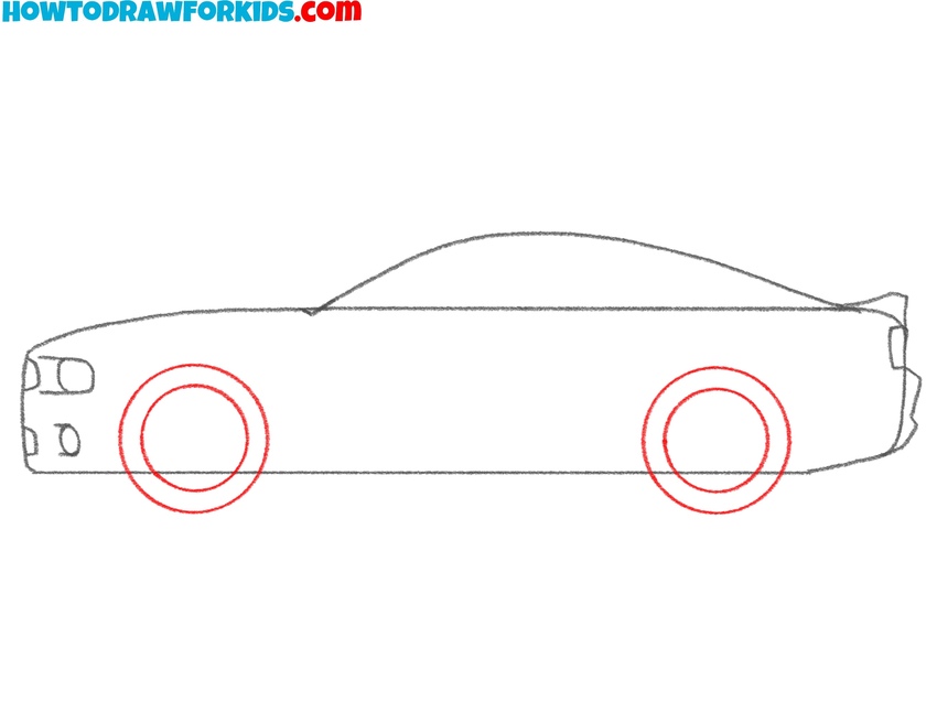 Draw the wheel of the Ford Mustang