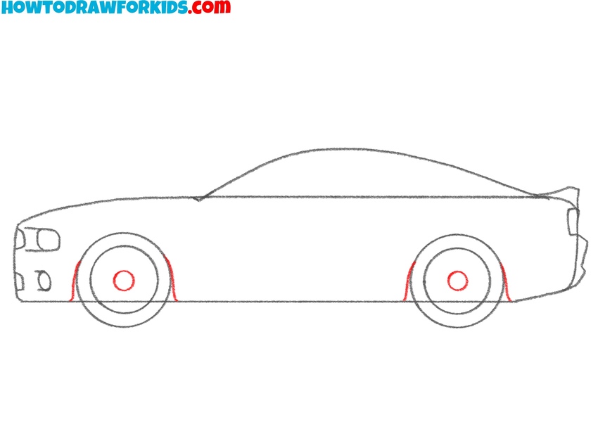 Sketch the wheel arches