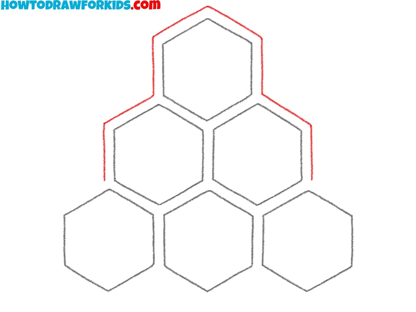 Frame the top hexagons