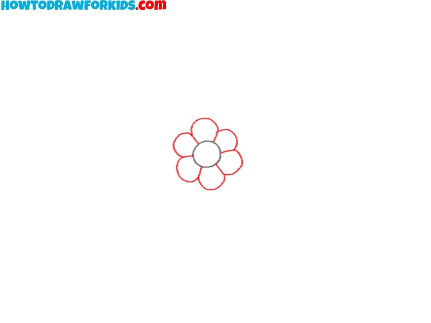 Draw the center cluster of the poinsettia