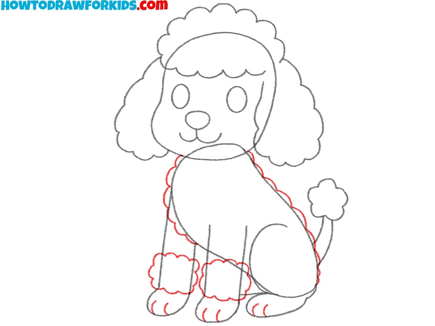 Sketch the leg cuffs and chest fur