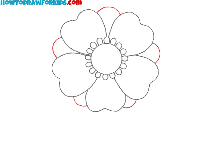 Add the second layer of the petals