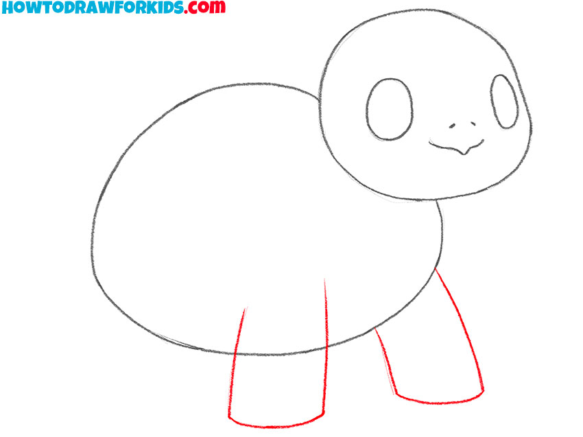 Sketch the reptile’s front legs