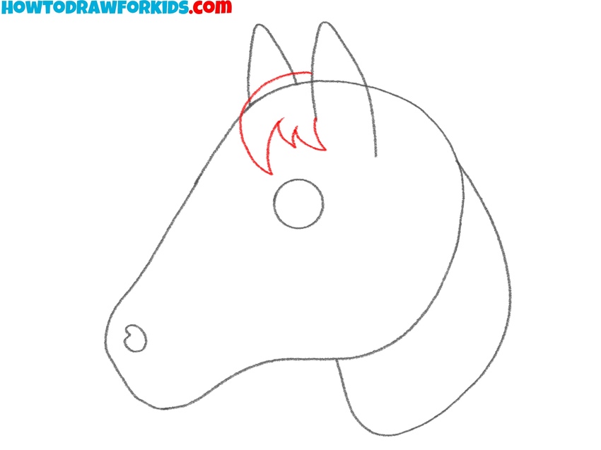 Sketch the front part of the mane