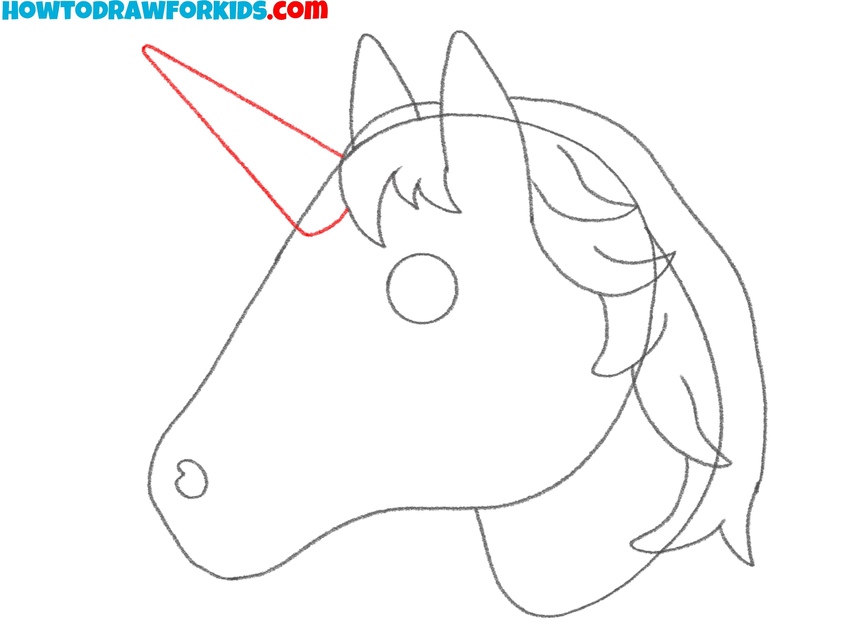 Draw the unicorn emoji’s horn