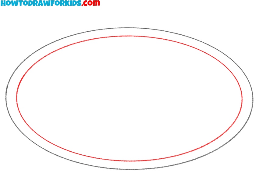 Sketch the inner border oval