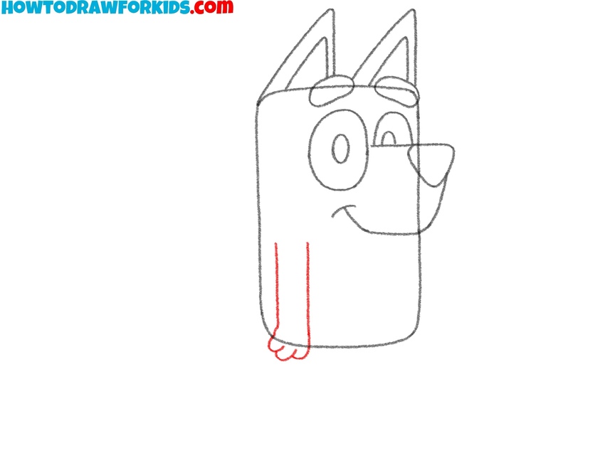 Draw Bluey’s arm and paw