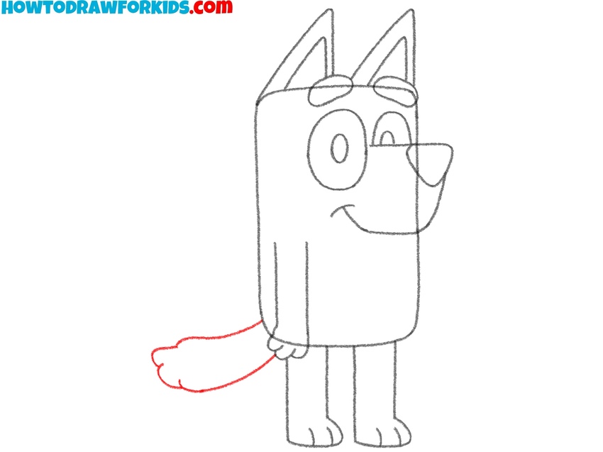 Draw Bluey’s tail shape