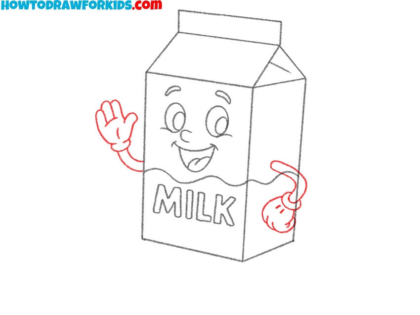 Draw the arms of cartoon milk