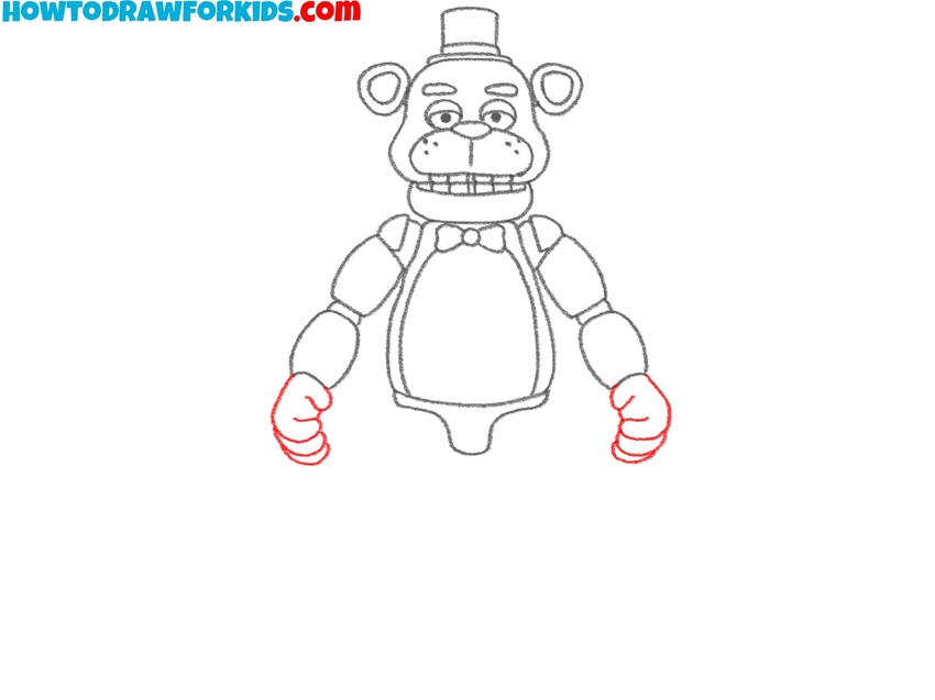 Complete the arms with hands