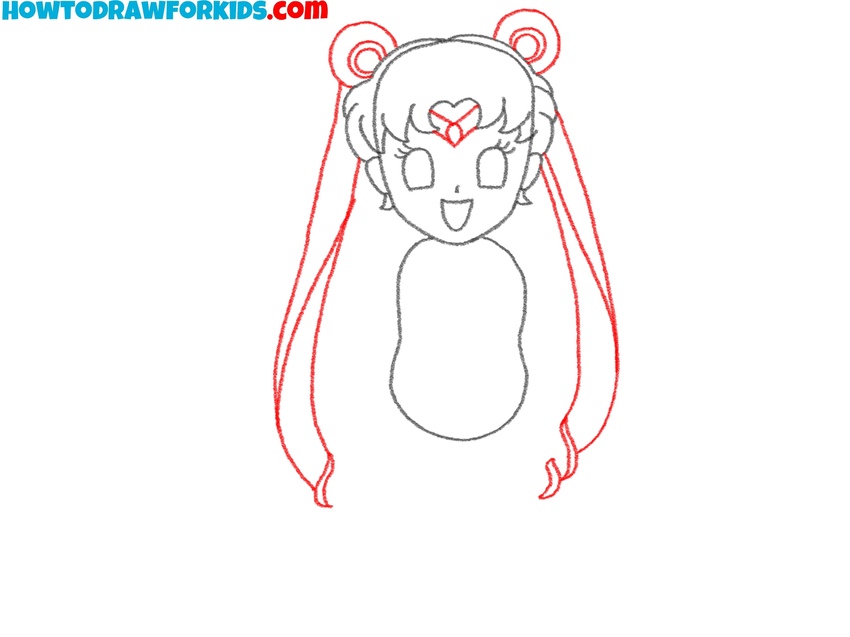 Add the buns and ponytails