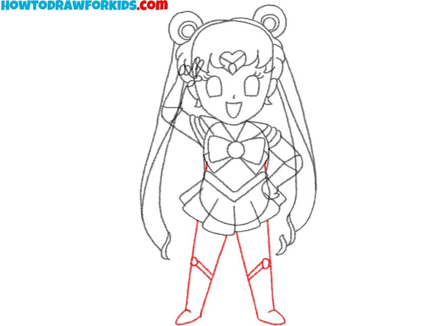 Draw the legs and boots