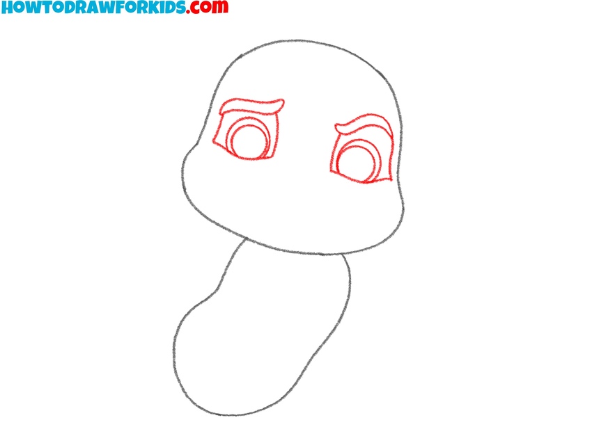 Add the eyes and brows of the Lion King