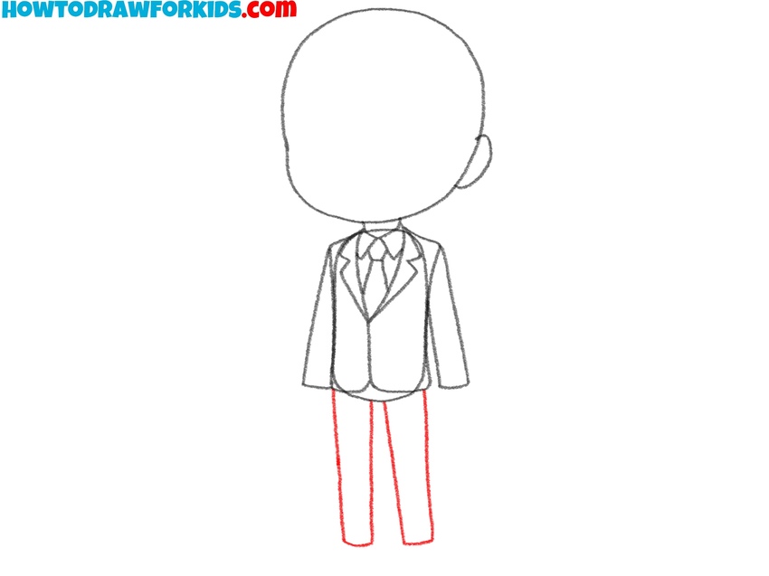 Draw the legs of Slenderman