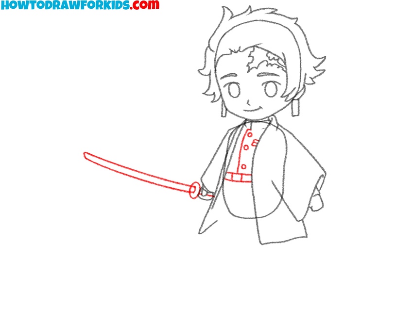Draw Tanjiro’s katana and belt