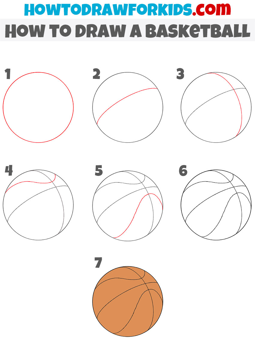 how to draw a basketball step by step