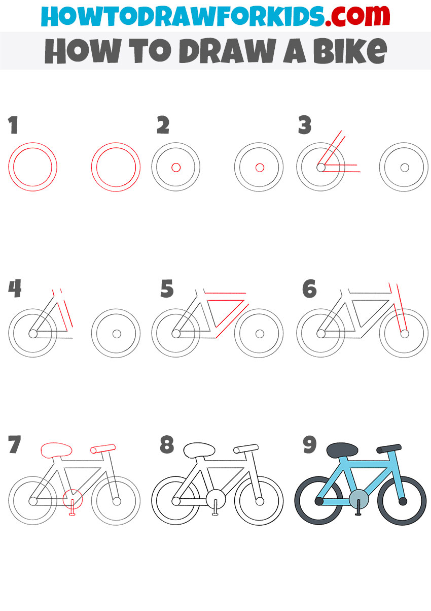 Bicycle (Bike) Drawing Tutorial - How to draw Bicycle (Bike) step by step