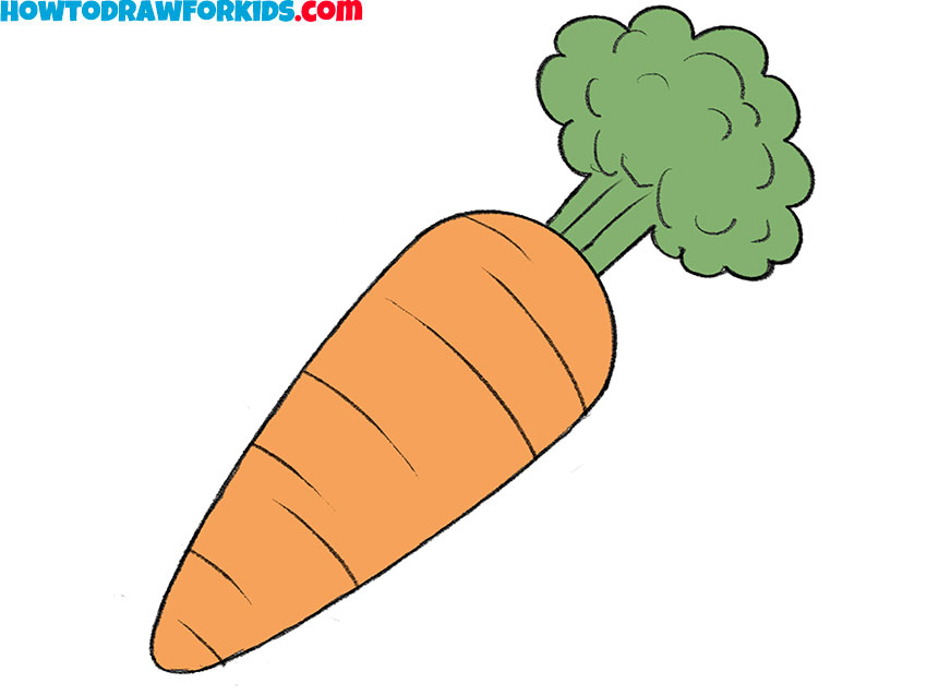 how to draw a carrot for kids step by step