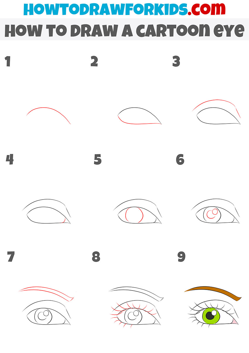 how to draw a cartoon eye step by step