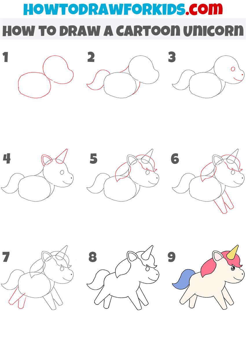 How to Draw a Cartoon Unicorn - Easy Drawing Tutorial For Kids