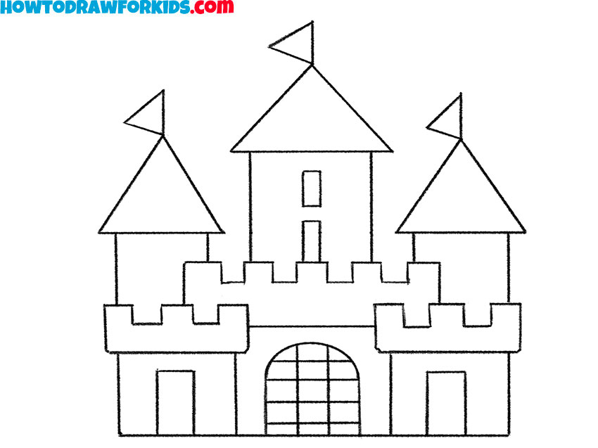 how to draw a castle step by step easy