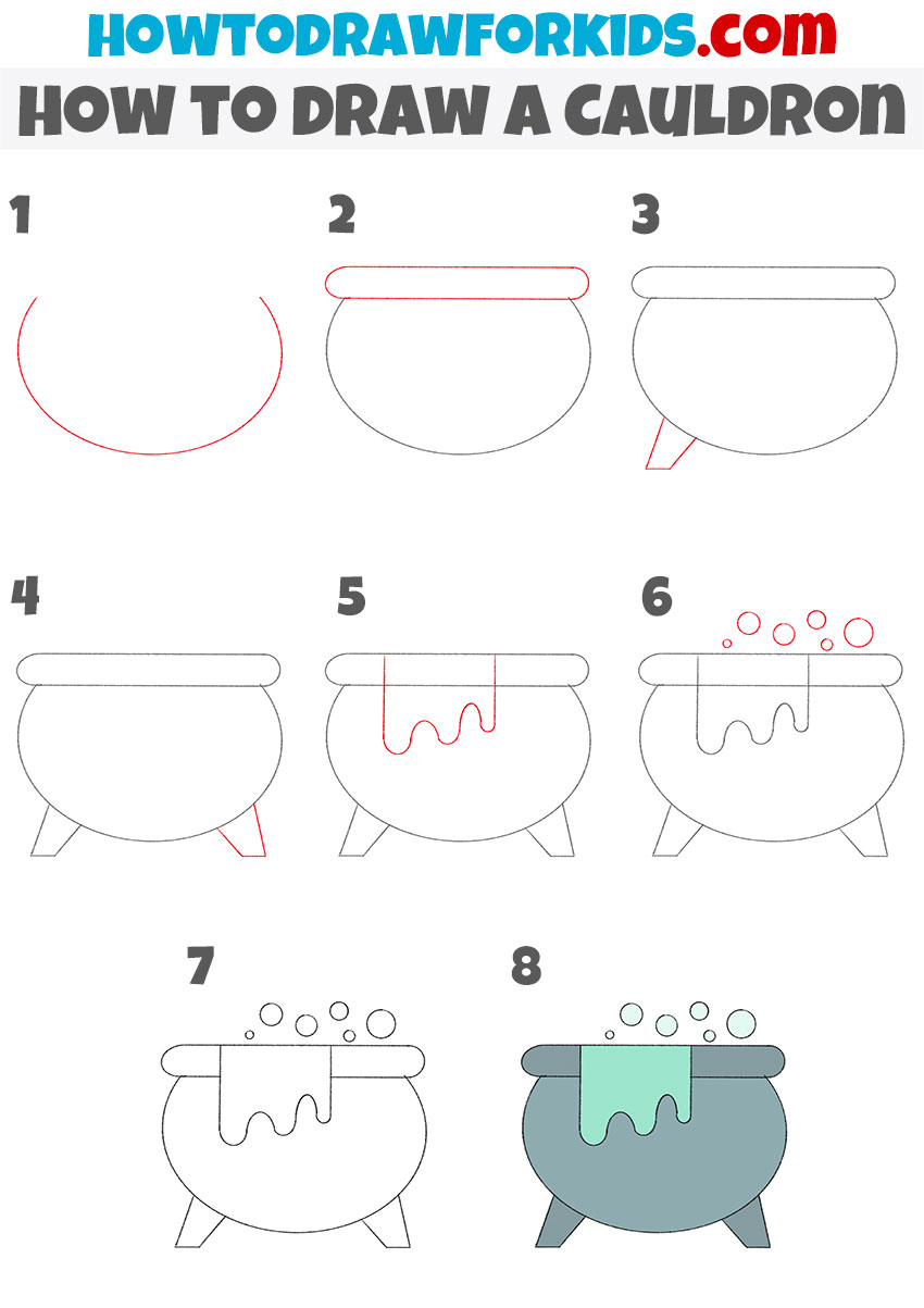 How to Draw a Cauldron Easy Drawing Tutorial For Kids