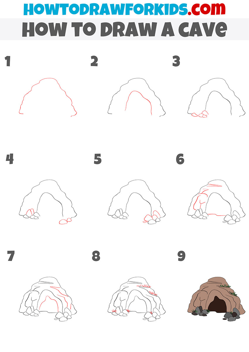 How To Draw A Cave Step By Step   YouTube