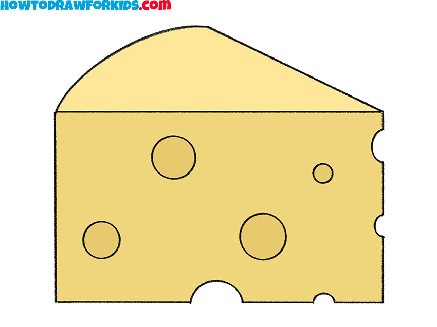 how to draw a cheese for kids step by step