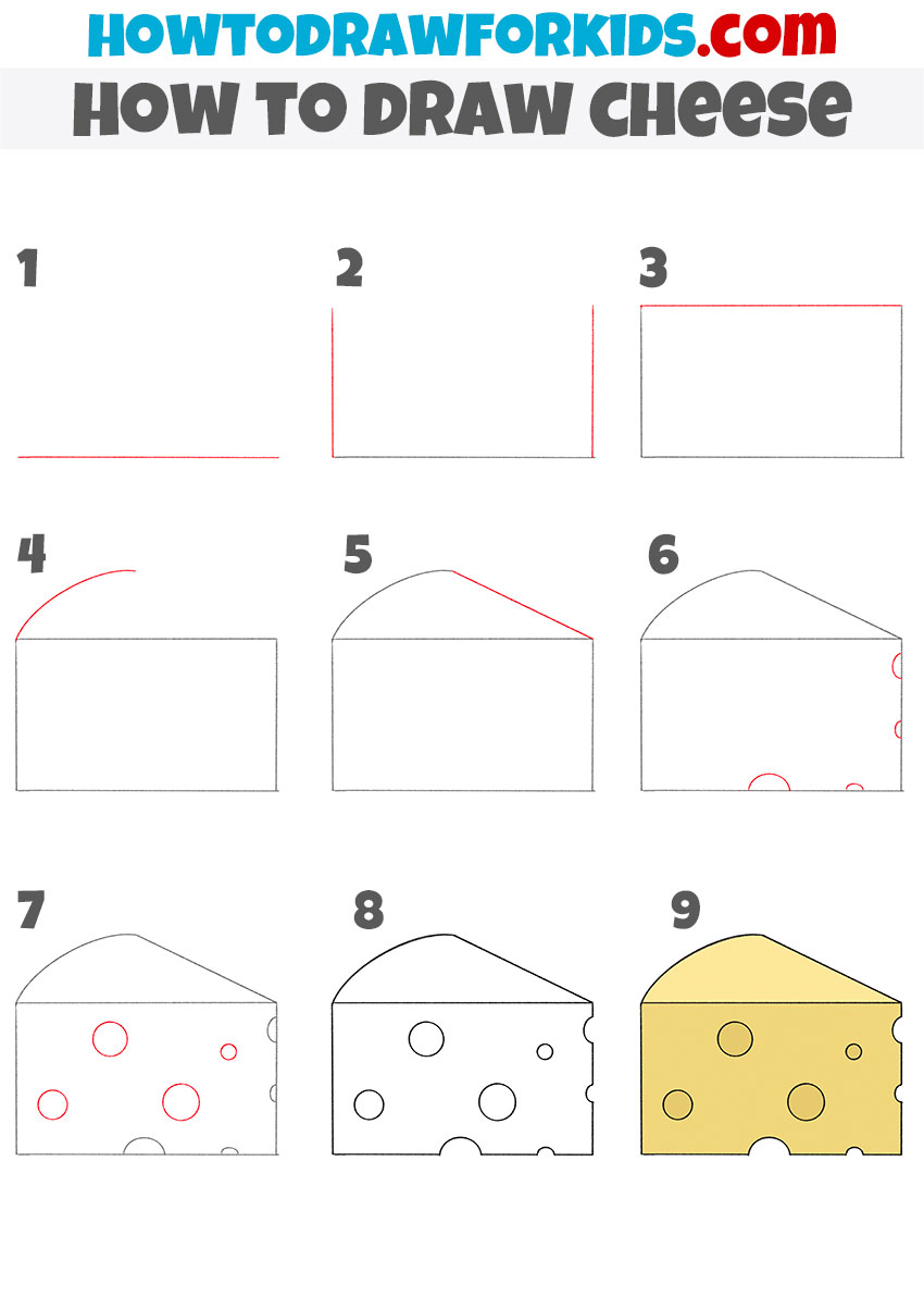 how to draw cheese step by step