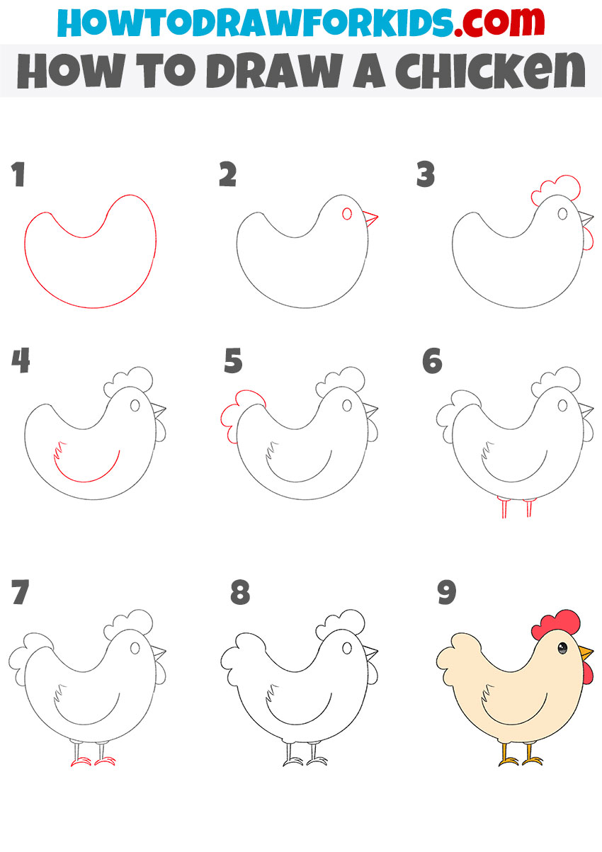 How to Draw a Chicken Easy Drawing Tutorial For Kids