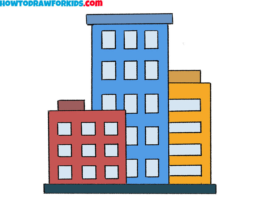 how to draw a city for kids step by step
