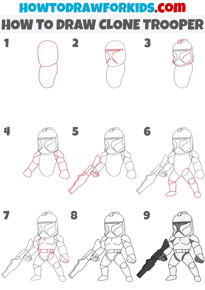 How to draw a clone trooper step by step
