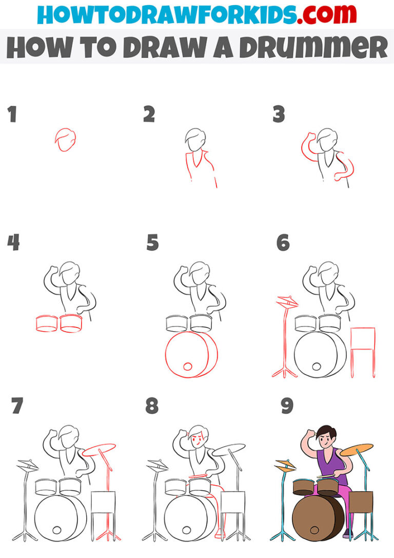 How to Draw a Drummer Easy Drawing Tutorial For Kids