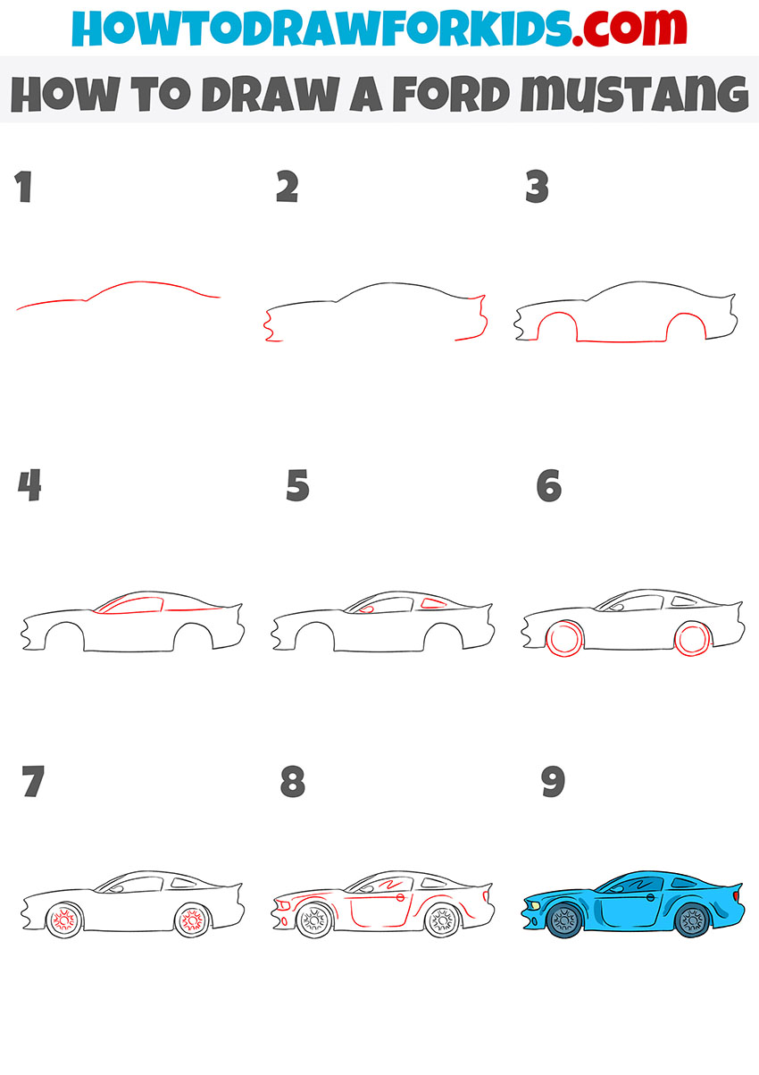 how to draw a ford mustang step by step