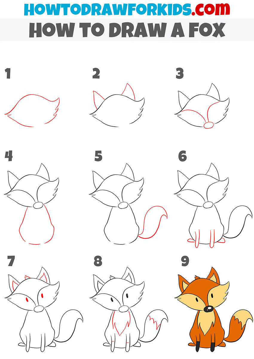 fox step by step drawing guide