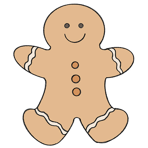 How to Draw a Gingerbread Man - Easy Drawing Tutorial For Kids