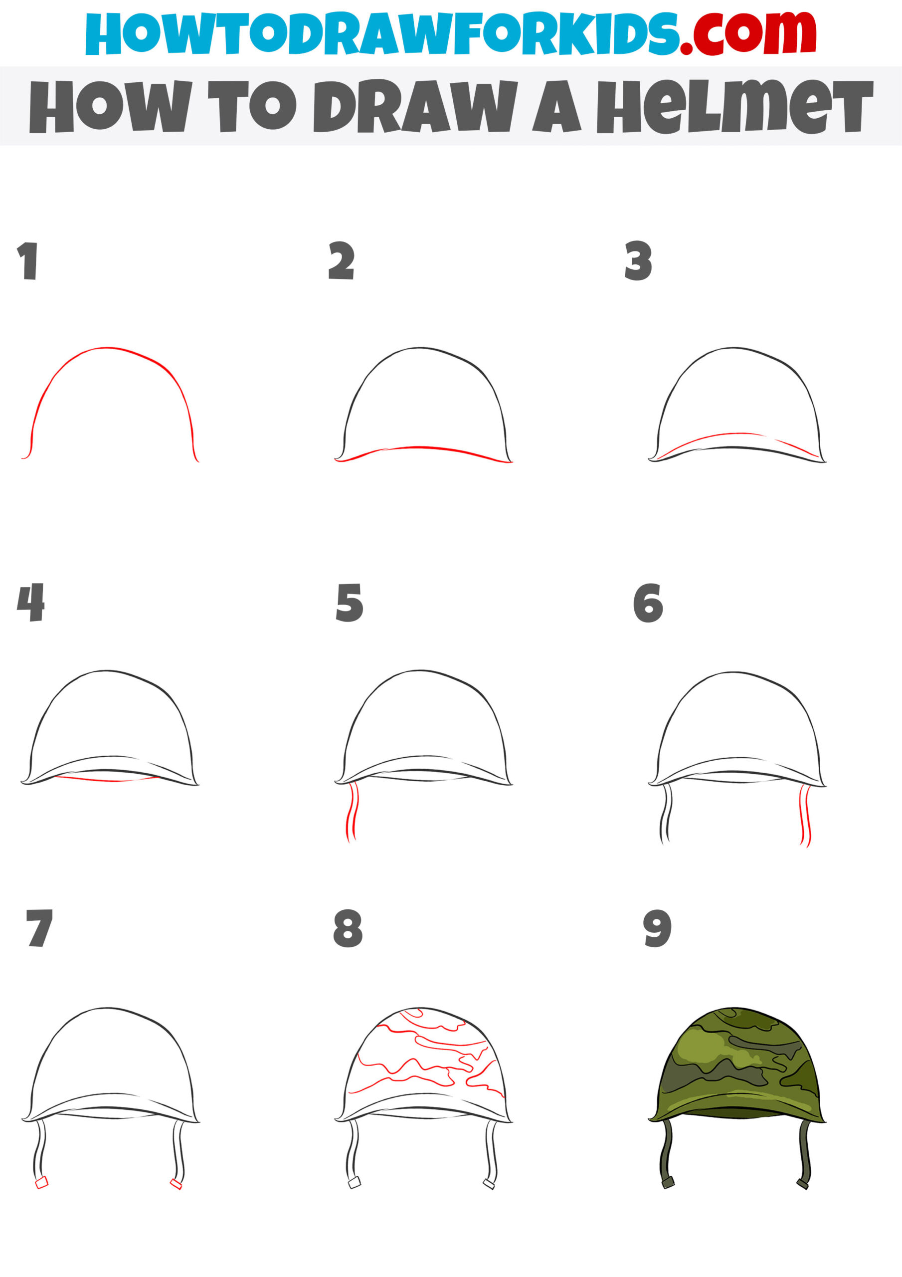how to draw a helmet step by step