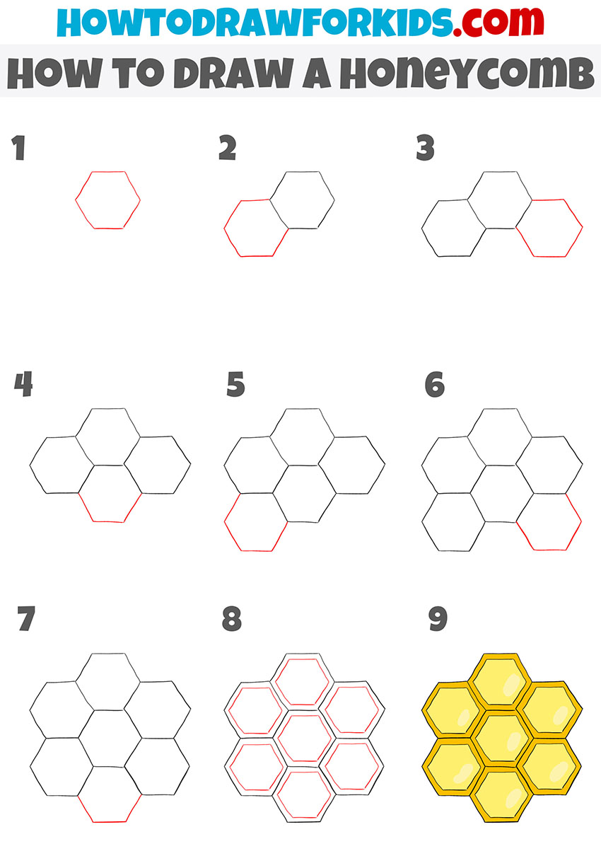 Yellow beehive honeycomb element. Watercolor texture hexagon grid cells,  yellow organic honey illustration. Cute border with large scale bee  honeycomb. Hand drawn healthy food design 27764237 PNG