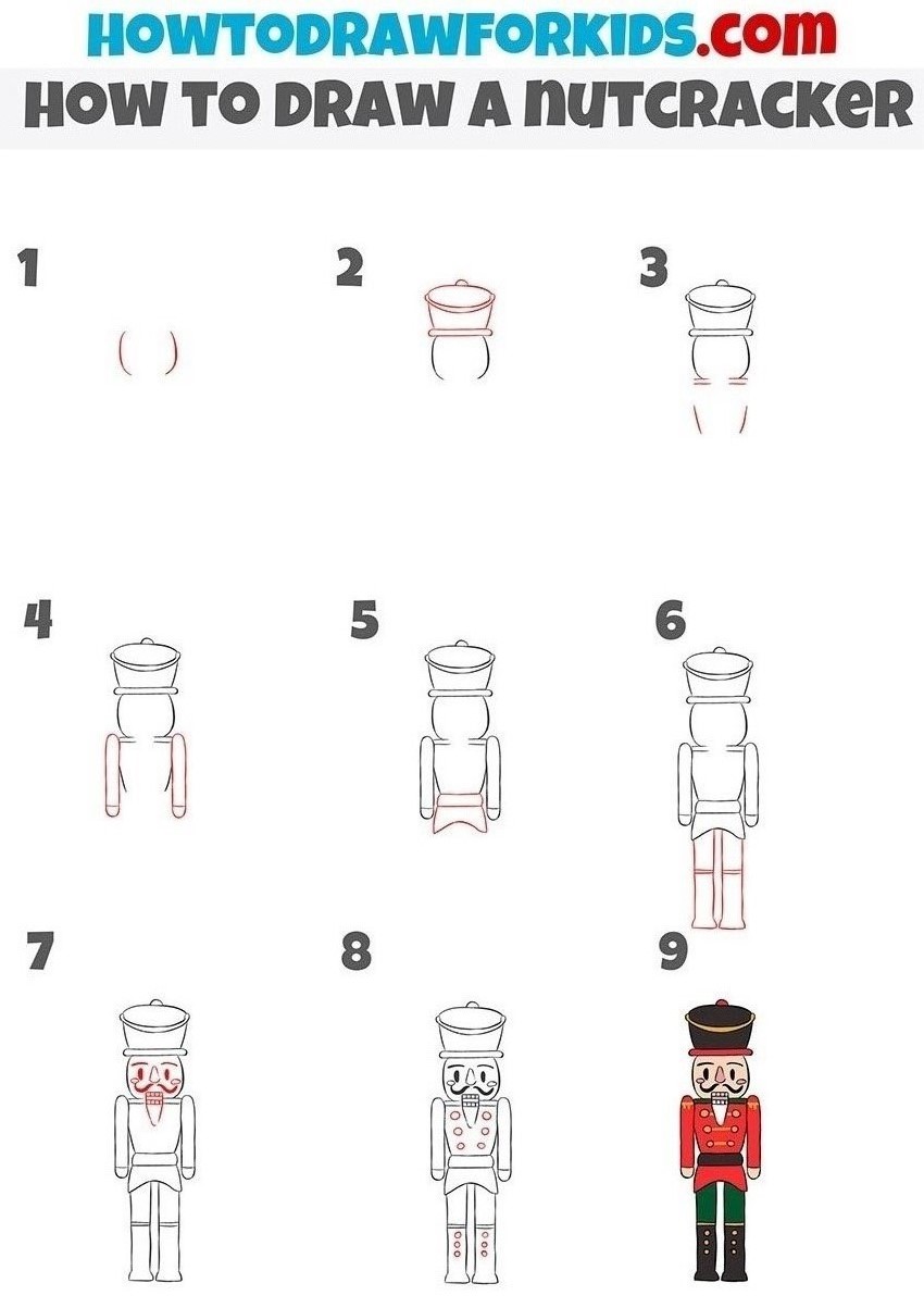 how to draw a nutcracker step by step