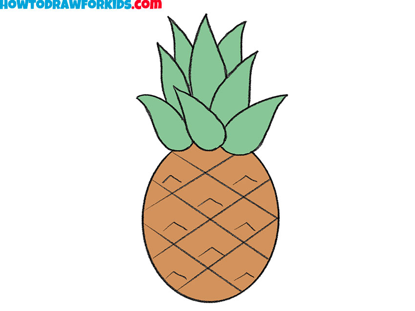 how to draw a pineapple for kids step by step