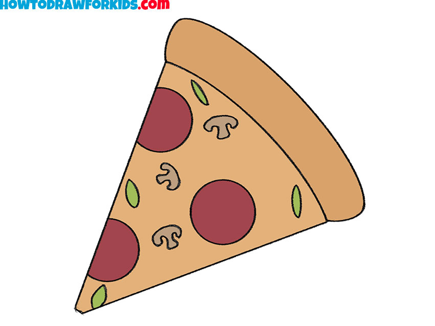how to draw a pizza pie for kids step by step