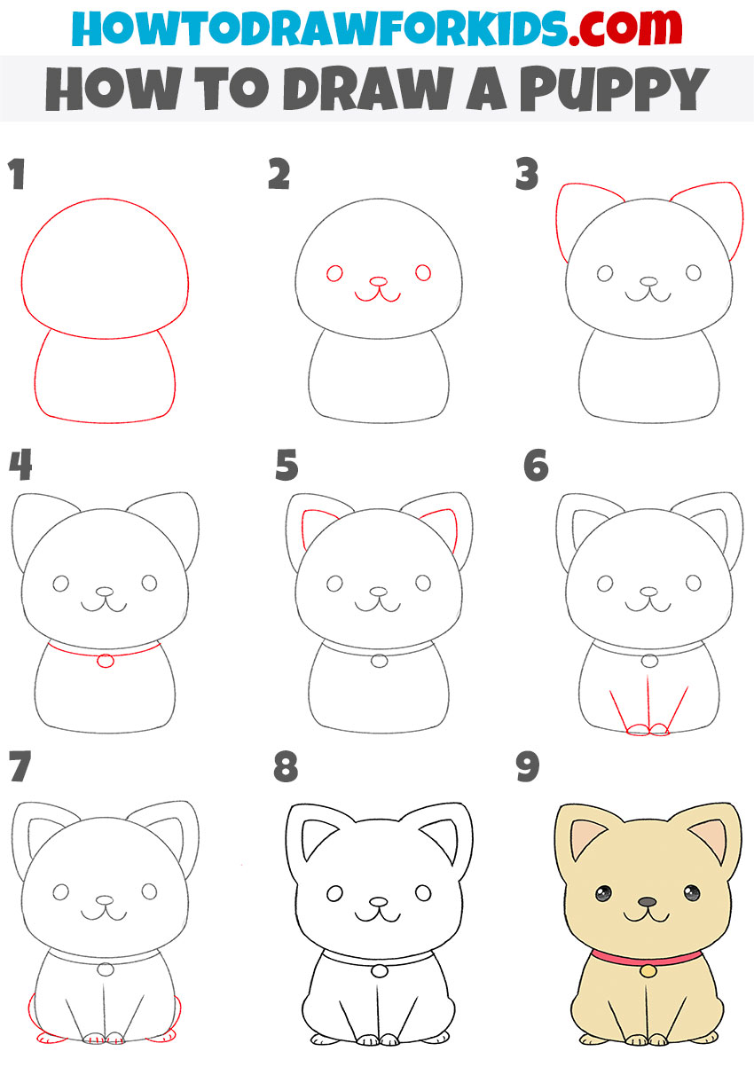 How To Draw A Cute Puppy Step By Step For Kids