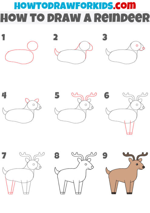 How to Draw a Reindeer - Easy Drawing Tutorial For Kids