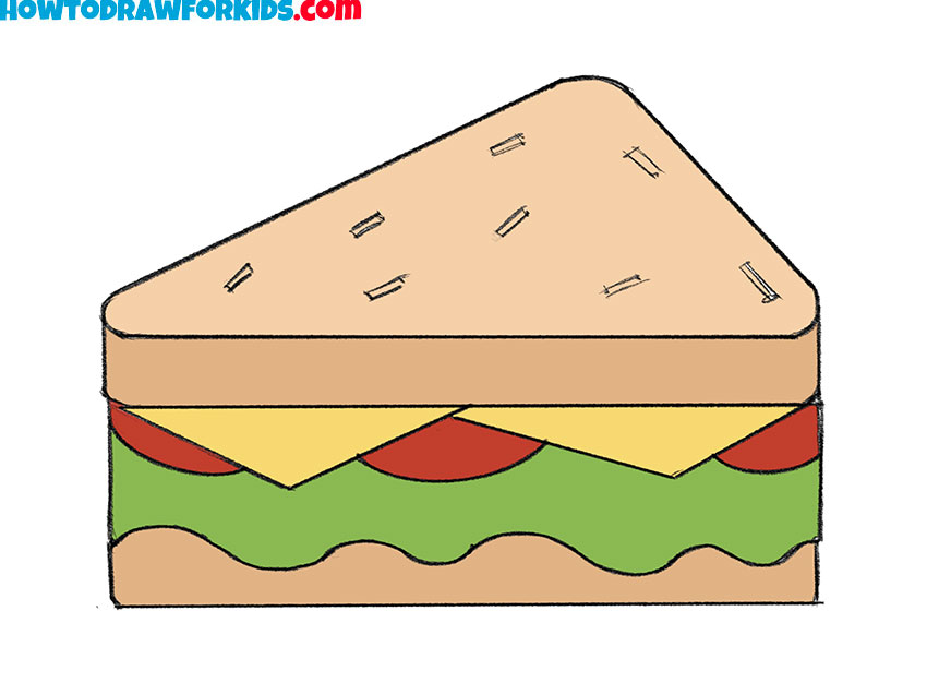 how to draw a sandwich for kids step by step