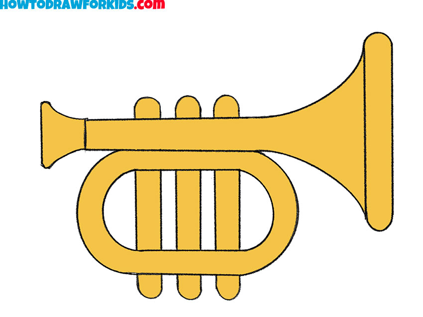 How to Draw a Trumpet Step by Step - Easy Drawing Tutorial For Kids