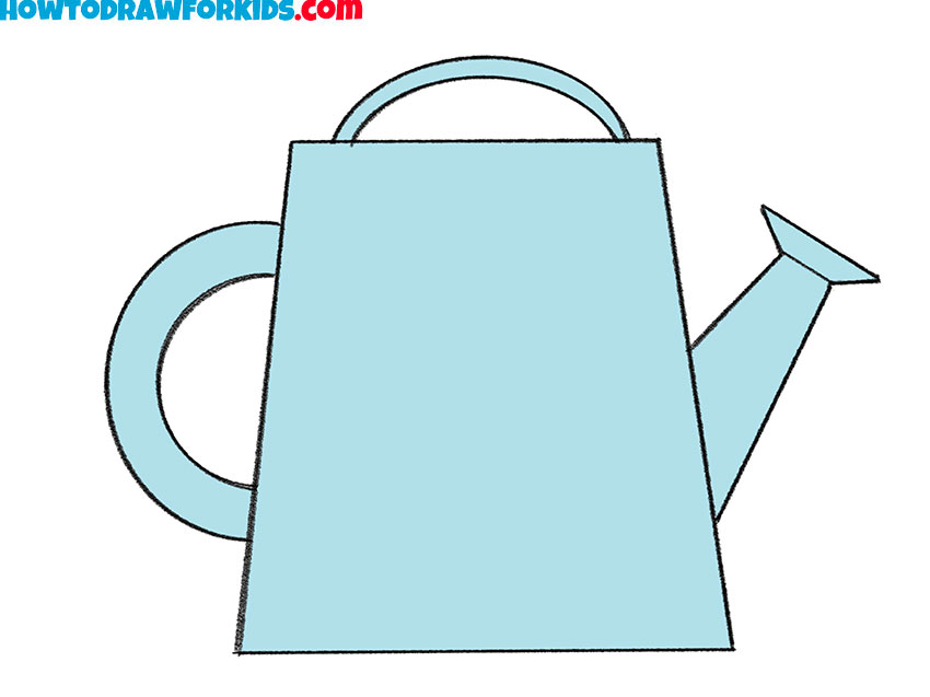 how to draw a watering can step by step easy