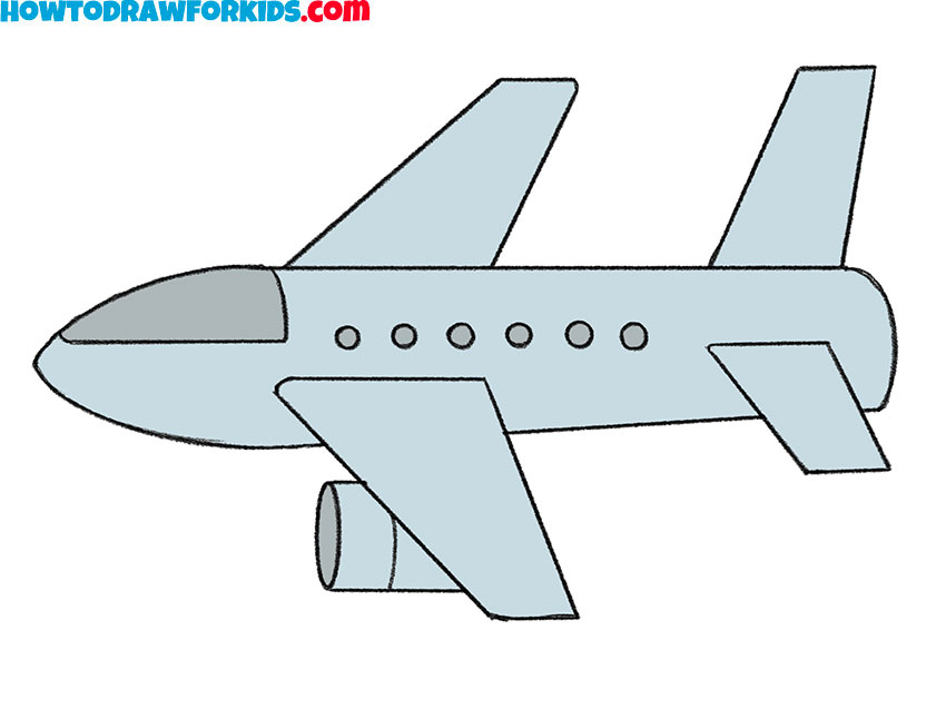 how to draw an airplane for kids step by step