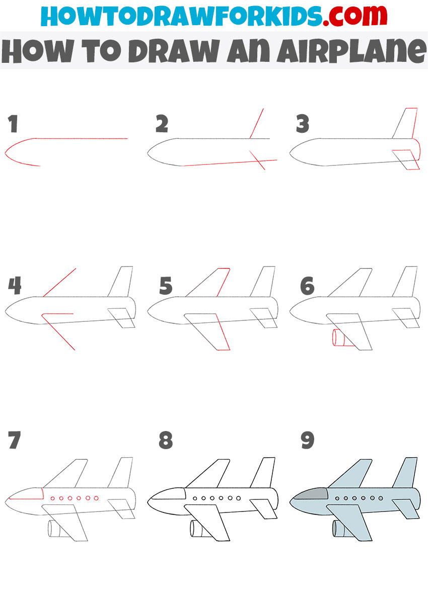 how to draw an airplane step by step