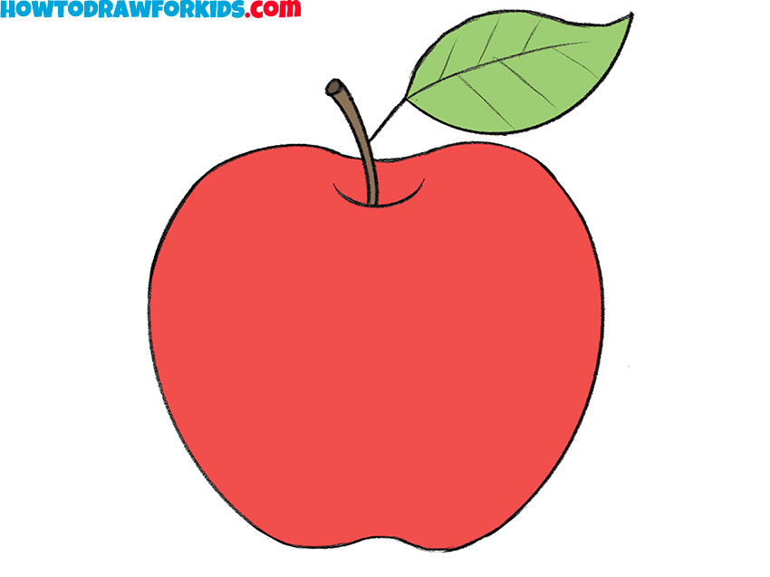 how to draw an apple for kids step by step